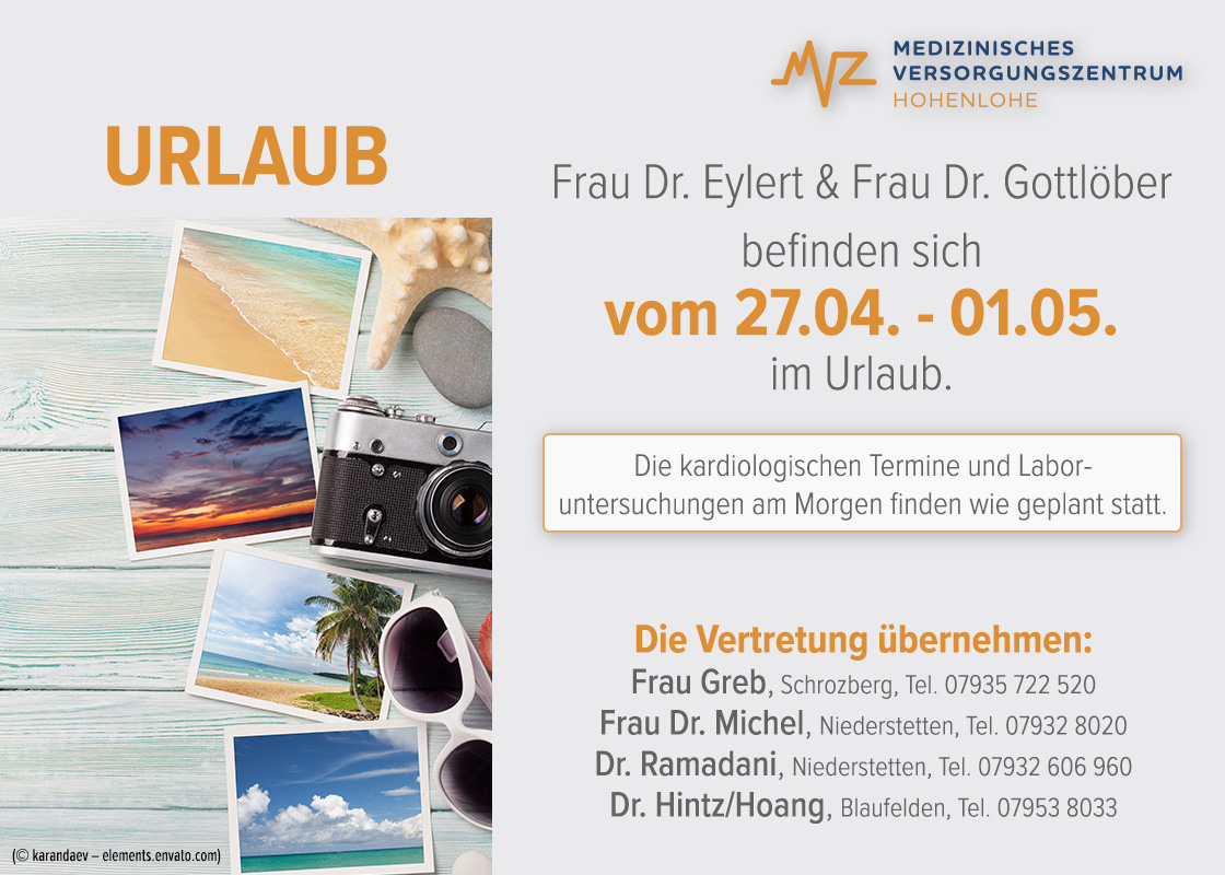 Frau Dr. Eylert und Frau Dr. Gottlöber befinden sich vom 27.04.-01.05.2026 im Urlaub.